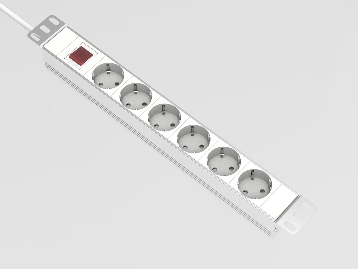 Schuko and French-style power strip with round-pin sockets
