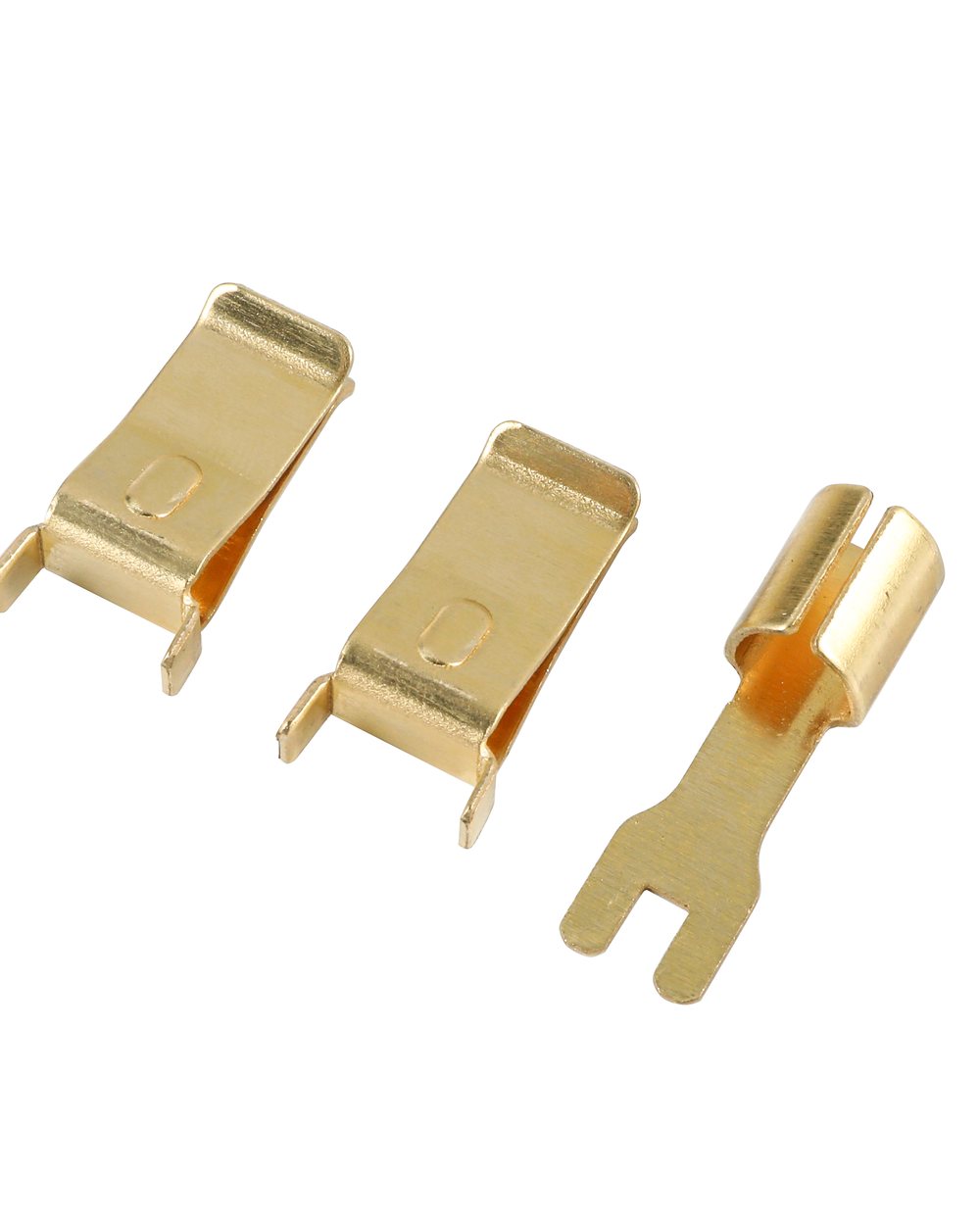 Custom stamped brass contacts formed to a customer drawing
