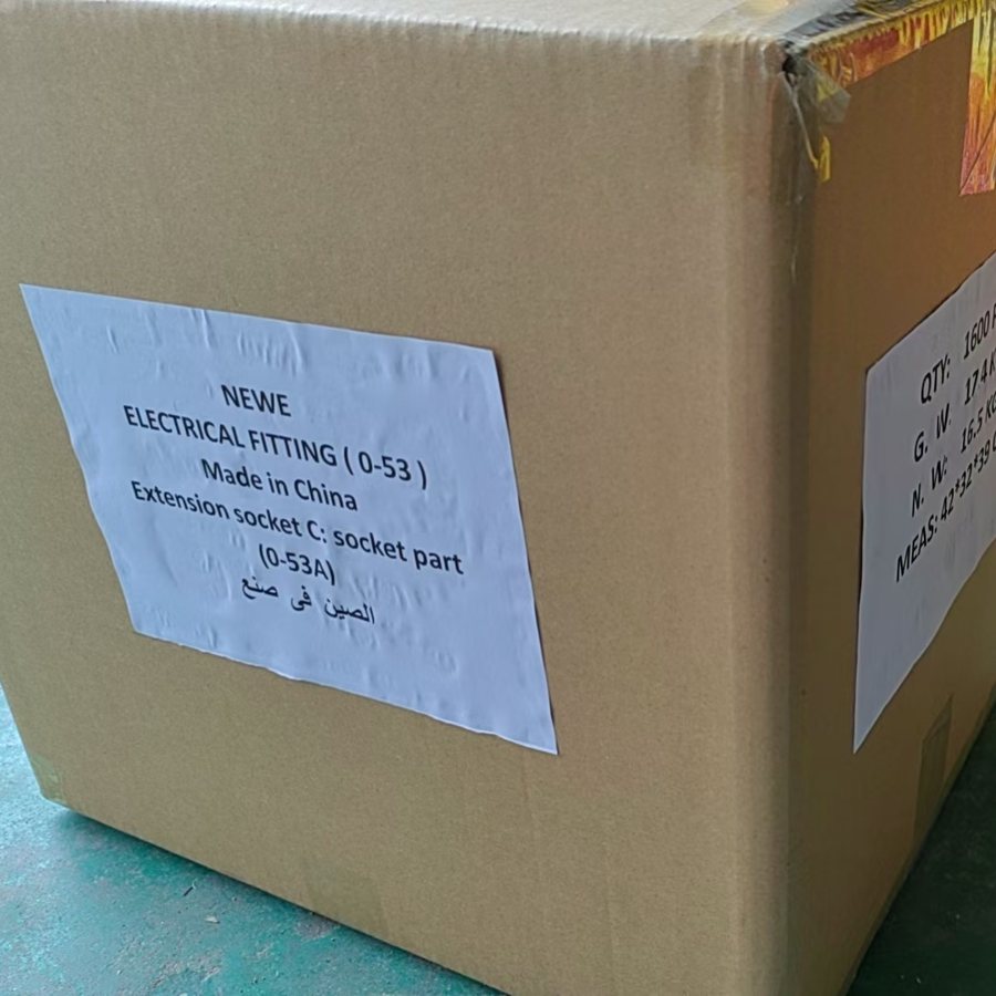 Labelled export carton ready for shipment