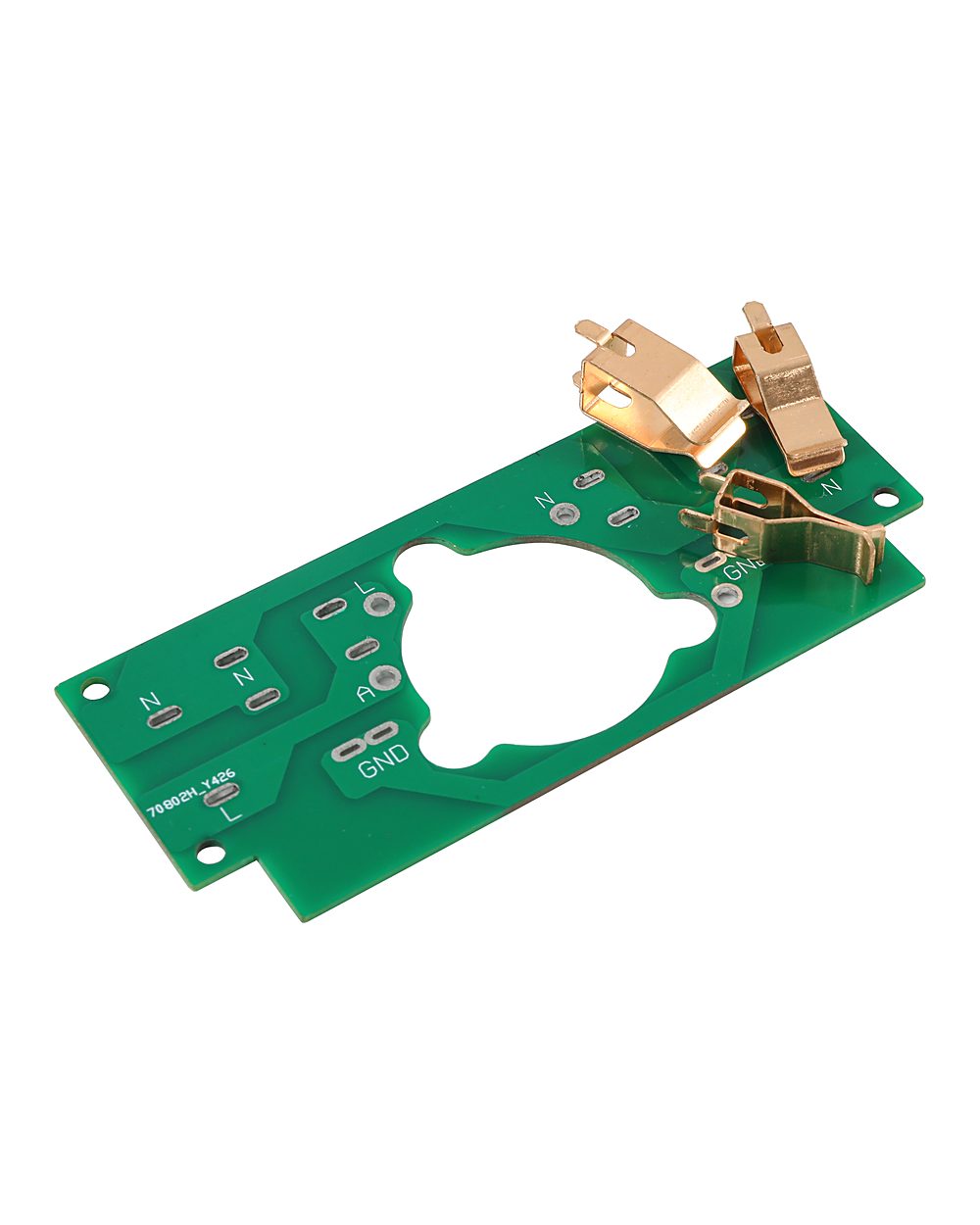 Brass busbar and contacts assembled onto a smart socket board